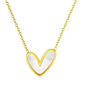 18K Gold Plated Open Heart Pendant Necklace Stainless Steel Minimalist NWT